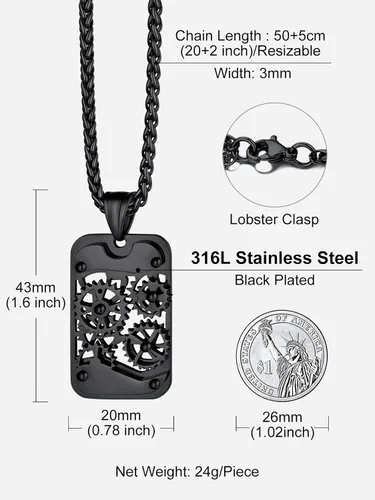 Miniatura 5 de Richsteel - Placa de identificación estilo Hip Hop militar para collar, fibra de carbón, colgante de bibliabala, para mujeres y hombres joya