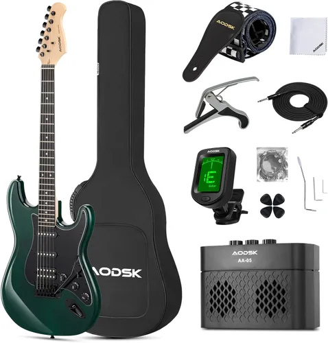 Miniatura 13 de AODSK - Guitarra eléctrica con amplificador, kit para principiantes de 39 pulgadas de cuerpo sólido de tamaño completo, todos los accesorios