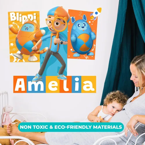 Miniatura 5 de EGD Nombre personalizado Blippi & TABBS Decoración de pared para niños, nombre personalizado para la decoración de la habitación de tu bebé