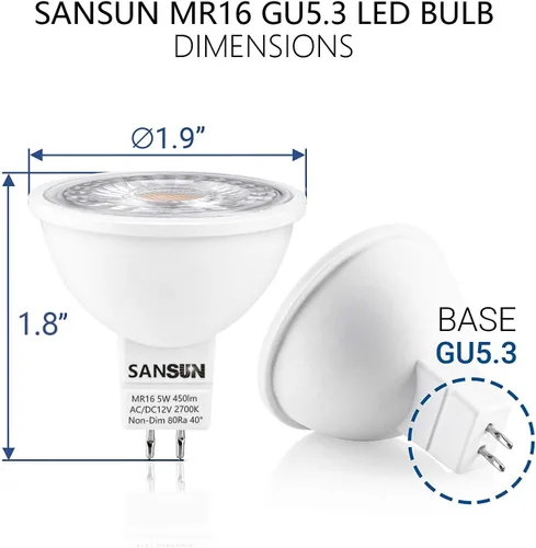 Miniatura 2 de Bombillas LED para Paisajismo MR16 de 5W, Bajo Voltaje 12V Reemplazo de Halógeno de 50W para Reflector de Paisajismo Exterior y Luz de Riel 2700K