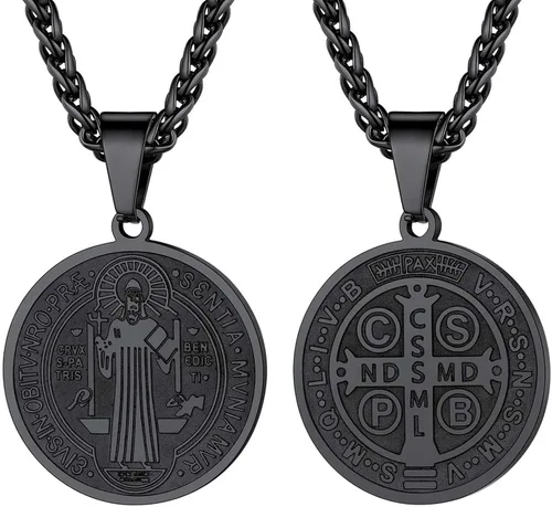 Miniatura 239 de U7 Saint Benedict/Michael Medal Necklace, 316L Stainless Steel Virgin Mary Necklace for Men Women, Bible Verse Protection Necklace Catholic