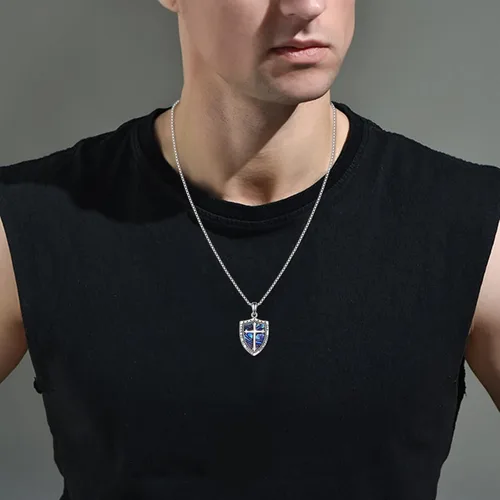 Miniatura 2 de YFN Collar de plata de ley de San MiguelSan CristófaloJesúsVirgen María para hombres, niños, mujeres, católicoprotectortalismán Miguel Arcángel