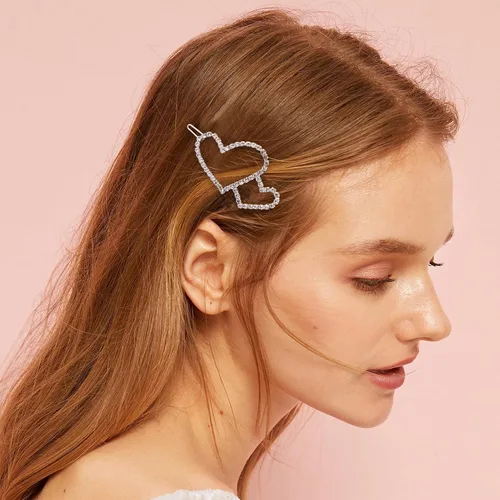 Miniatura 3 de HINZIC 5 pinzas para el cabello con forma de corazón hueco, estilo bohemio, con cristales brillantes, para San Valentín, accesorios para tocado