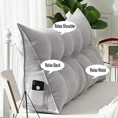 Miniatura 5 de Cojín de respaldo triangular para cabecero, almohada de lectura doble grande para sofá cama, cojín lumbar de cuña con funda extraíble