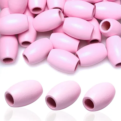 Miniatura 21 de 500 cuentas de madera ovaladas de 6 x 8mm, pequeñas cuentas espaciadoras de madera marrones con forma de grano de arroz, cuentas sueltas de madera