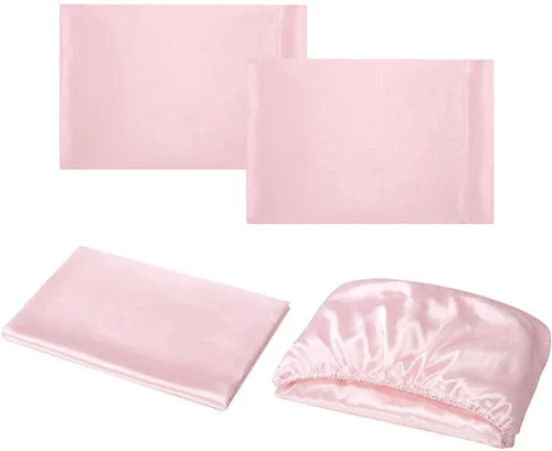 Miniatura 406 de Homiest Juego de sábanas de satén de lujo de 3 piezas con bolsillo profundo, 1 sábana bajera + 1 sábana encimera + 1 funda de almohada