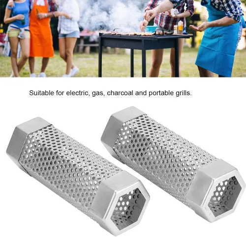 Miniatura 3 de Tubo de ahumador de pellets, 2 piezas de tubo de ahumador para parrilla de barbacoa, tubo de malla de pellets, caja de humo de 6 pulgadas, tubo