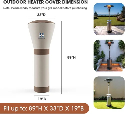 Miniatura 2 de HAMLER Fundas para calentador de patio, fundas impermeables para calentadores de exteriores, con cremallera, cubierta para calentador de patio al