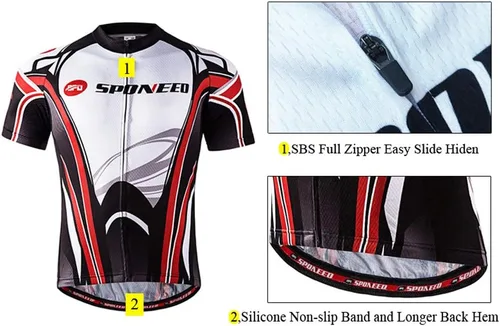 Miniatura 4 de sponeed - Jerséis de ciclismo para hombre, tops, camisas de ciclismo, manga corta, atuendo de ciclismo, chaqueta de ciclismo de cierre completo