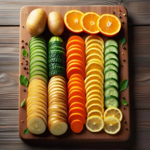Miniatura 7 de ONCE FOR ALL Cortadora de mandolina segura para cocina, rebanadora de verduras profesional para rebanadas de patata de alimentos, grosor ajustable