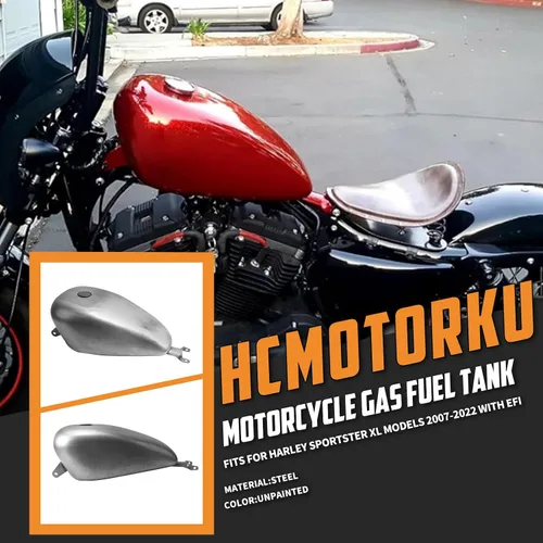 Miniatura 2 de Tanque de combustible para motocicleta de 3.3 galones, tanque de gasolina de 12.5 L, apto para Harley Sportster XL 883 1200 2007-2022 (estilo A)