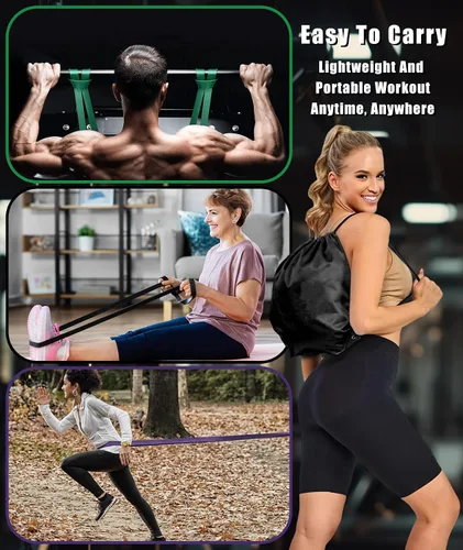 Miniatura 5 de Bandas de resistencia para entrenamiento, juego de bandas de ejercicio de 5 niveles, bandas de asistencia para dominadas, entrenamiento de fuerza