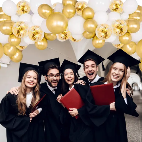 Miniatura 5 de 75 globos negros y dorados, globos de confeti negro y dorado de 12 pulgadas, globos de látex dorados para cumpleaños, Año Nuevo, boda, fiesta