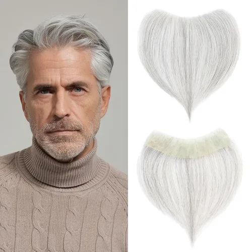 Miniatura 12 de Extensión frontal de cabello rubio claro para hombres, extensión de cabello lacio con pérdida de línea de cabello humano con cinta adhesiva