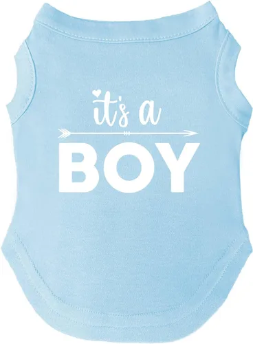 Camiseta It's A Boy Dog | Razas sin mangas | Revelación de género | Anuncio de bebé | Niño o niña | Azul claro, XS 422