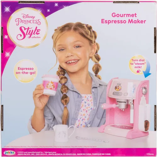 Miniatura 8 de Disney Princess Style Collection - Máquina de café expreso de juguete para niños, cafetera para jugar, accesorios de cocina, regalo para niñas