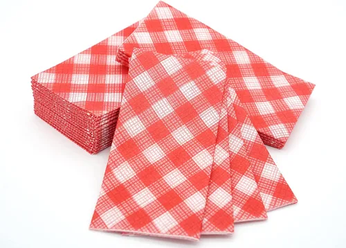 Miniatura 2 de Servilletas de papel American Homestead - Servilletas desechables de tipo lino rojas a cuadros para cena - Servilletas de mesa de calidad de Rojo