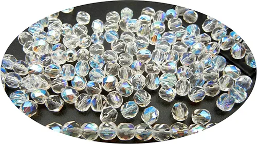 0.315 in, 150pcs, Crystal AB, Preciosa Checa Fuego Pulido Redondo Perlas de Vidrio Facetado, Aurore Borealis