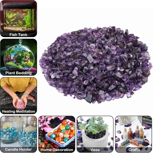 Miniatura 8 de Crocon Chips de amatista pulida a granel, piedra natural en bruto, piedra preciosa pulida, gema de pulido para minería, equilibrio de chakras, reiki