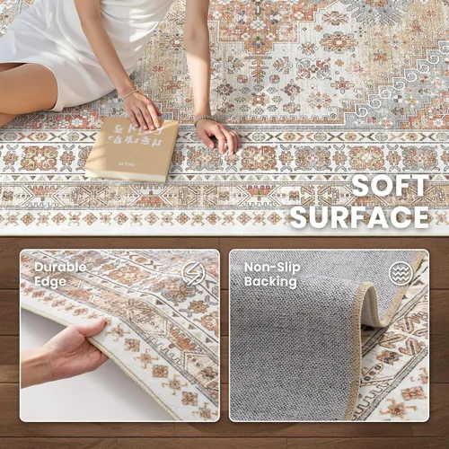Miniatura 6 de zesthome Alfombra 4x6 - Alfombra Resistente a Manchas Lavable, Alfombras con Respaldo Antideslizante para Sala de Estar, Alfombras Pequeñas de Área