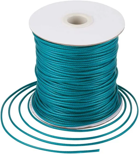 Miniatura 78 de Cheriswelry 90 yardas/rollo de 0.079 pulgadas, cordón encerado negro de poliéster coreano, joyería de cuentas, hilos para manualidades, cuerda