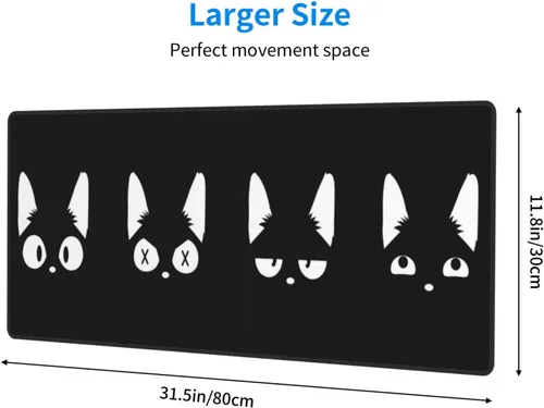 Miniatura 3 de Alfombrilla de mouse grande de gato negro XL extendida para juegos de anime, alfombrilla de escritorio larga con base de goma antideslizante