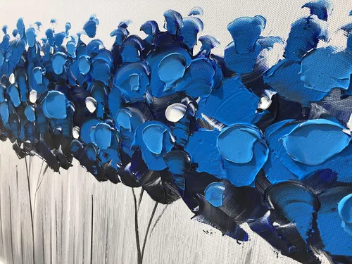 Miniatura 3 de Yihui Arts - Pintura al óleo de árbol azul pintado a mano en lienzo, paisaje moderno abstracto, obra de arte para pared, decoración para sala