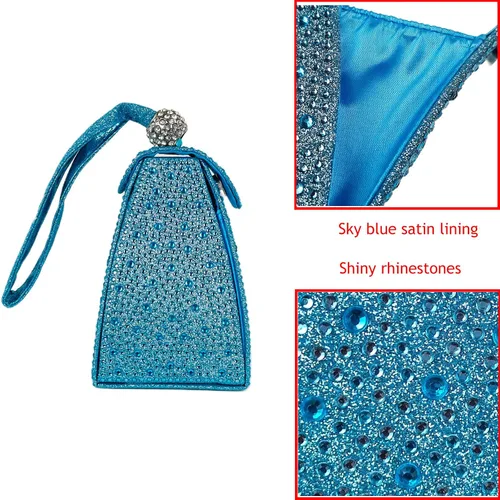 Miniatura 2 de Bolso de noche único con diamantes de imitación para mujer, bolso de mano triangular