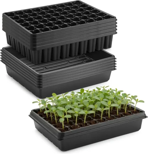 Miniatura 8 de RooTrimmer Bandejas de Semillero de 54 Celdas, Bandeja Plana de Alvéolos Profundos de 2.8", 10 Piezas Bandejas de Germinación de Agujeros Grandes