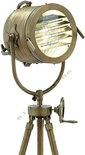 Miniatura 2 de Vintage Designs - Lámpara de pie con trípode ajustable de aluminio de 78 pulgadas, acabado de latón, lámpara de pie náutica industrial