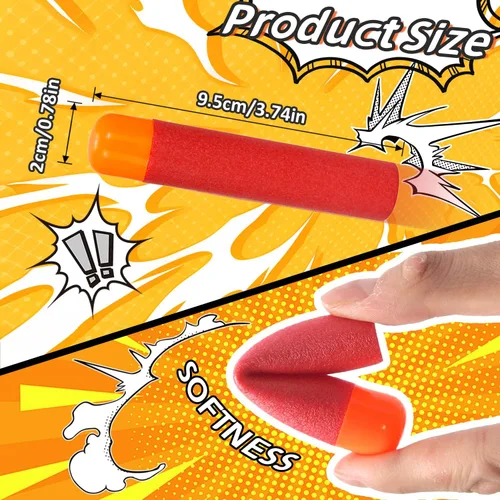 Miniatura 2 de EKIND Dardos de espuma de 3.7 in compatibles con Nerf Elite Mega Series 36-Dart Refill Pack (rojo)