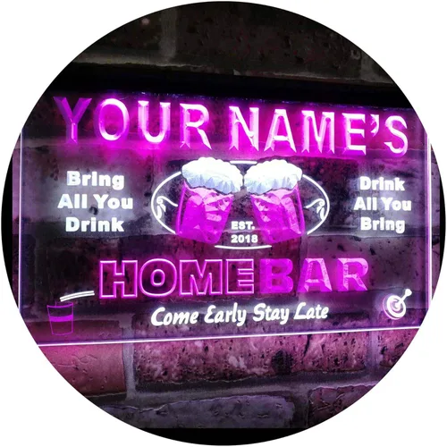 Miniatura 9 de Letrero luminoso Custom Home Bar Beer de neón; personalizado con nombre Blanco