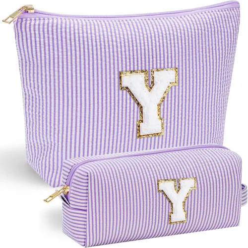 Miniatura 114 de YOOLIFE Regalos del Día de la Madre para mujeres, bolsa de maquillaje con inicial, bolsa de cosméticos, bolsa de maquillaje de viaje, regalos Rosado