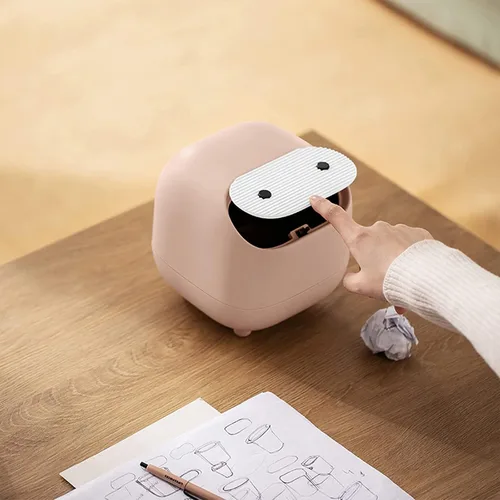 Miniatura 4 de Mini bote de basura con tapa, bonitos botes de basura de escritorio ninja, pequeño bote de basura de plástico para oficina, tocador de baño, Rosa