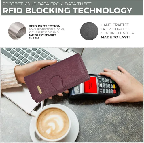 Miniatura 2 de Carteras de piel con bloqueo RFID, para cheques, con 11 ranuras para tarjetas, para mujer, cartera Rfid