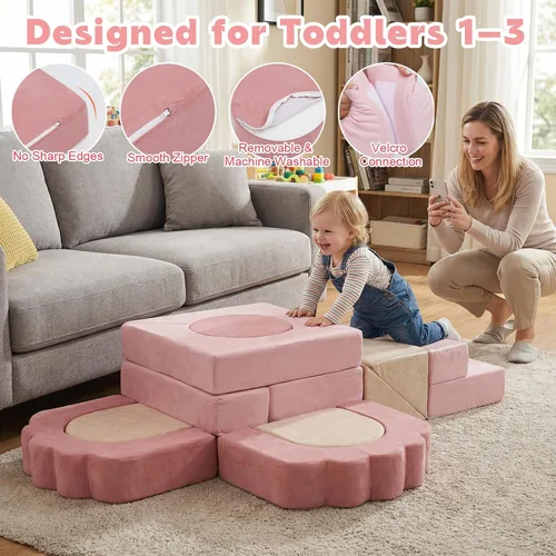 Miniatura 2 de Bloques de escalada de espuma de 13 piezas para niños pequeños, juego suave para niños pequeños de 1 a 3 años, juguetes de escalada de espuma