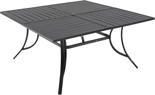 Miniatura 11 de Anmutig Mesa de patio pequeña cuadrada de 27.5 pulgadas con resistente a la intemperie para comedor al aire libre, color negro