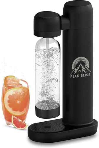 Fabricante de sodas original (negro mate): bebida de carbonato (botella de PET de 1 litro incluida), crea agua espumosa, seltzer y gaseosa,