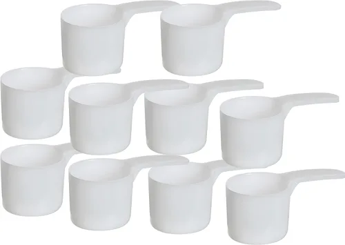 Cuchara de envasado de medición de plástico de 2.4 fl oz (= 70 cc/ = 4.73 cucharadas/= 2.37 fl oz/ = 0.3 taza), mango medio - para medir y dispensar