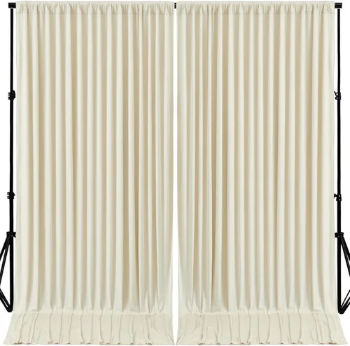 Miniatura 23 de Paneles de cortinas de fondo negras de 10 pies x 10 pies para fiestas, fiestas de cumpleaños, sin arrugas, cortinas de telón de fondo de tela