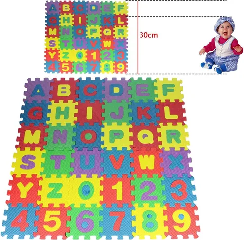 Miniatura 4 de Tapete de rompecabezas de espuma para niños, azulejos de EVA con alfabeto y números, (juego de 36) de 2.0 x 2.0 in entrelazados del alfabeto