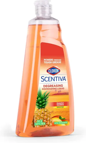 Miniatura 2 de Clorox Scentiva - Jabón líquido para platos, aroma Hawaiian Sunshine, detergente ultraconcentrado para lavar platos que corta la grasa y aborda