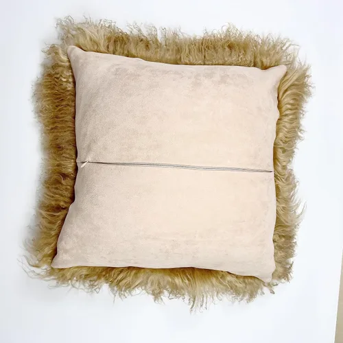 Miniatura 7 de MOOX Fundas de Almohada de Piel de Cordero Mongol Lumbar Throw Funda de Almohada de Piel de Oveja Lana Auténtica Piel Tibetana Acento Sala de Estar