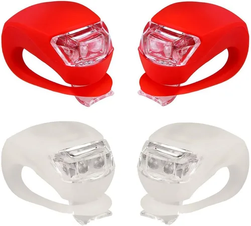 Malker Luz de Bicicleta Delantera y Trasera Juego de Luces LED de Silicona para Bicicleta - Faro Delantero y Luz Trasera de Bicicleta, Impermeables