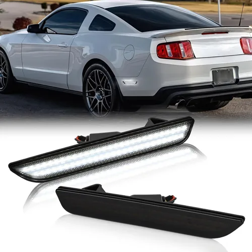 Luces LED de señalización lateral para parachoques trasero, lámparas blancas de guardabarros para 2010-2014 Ford Mustang 2PCS, lente ahumada