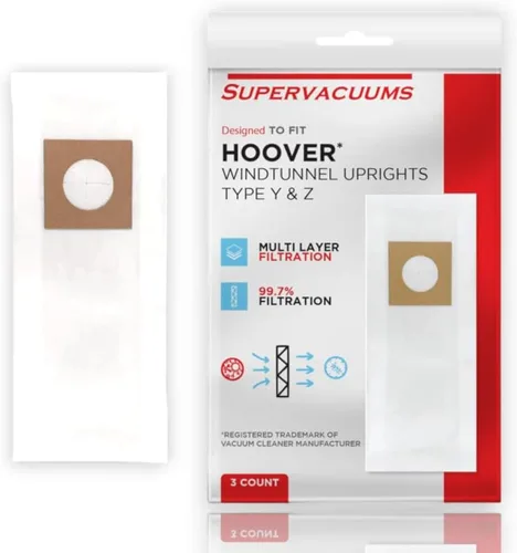 Bolsas para aspiradora de papel de microfiltración tipo Y y Z para modelos de aspiradora vertical Hoover | Bolsas de papel para aspiradora con 99.7%
