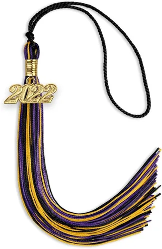 Miniatura 101 de Endea Graduation Borla mixta de triple color con gota de fecha dorada (negro/dorado/blanco, 2021)