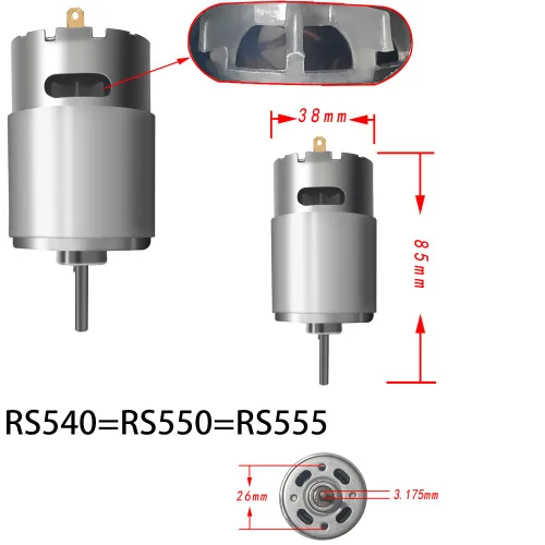 Miniatura 4 de 2 unidades de 24 V RS555 12000 RPM motor de accionamiento eléctrico para ruedas eléctricas, motor de alta velocidad de 30 V 36 V para niños