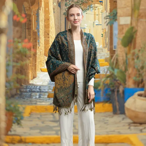 Miniatura 6 de MAOZAN Soft Silky Paisley Pashmina Scarf Reversible Wrap Shawl Tassel