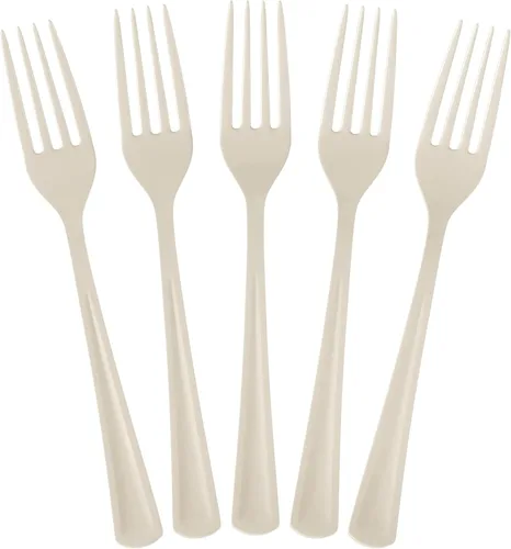 Miniatura 24 de Party Solids Tenedores de plástico negro, 100 piezas, tenedores negros, utensilios desechables, juego de cubiertos de plástico resistente